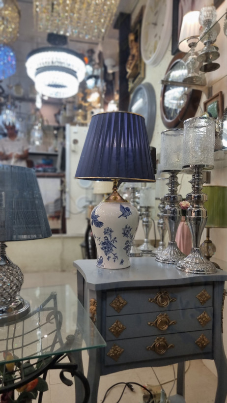 آباژور سرامیکی دست ساز قلم آبی