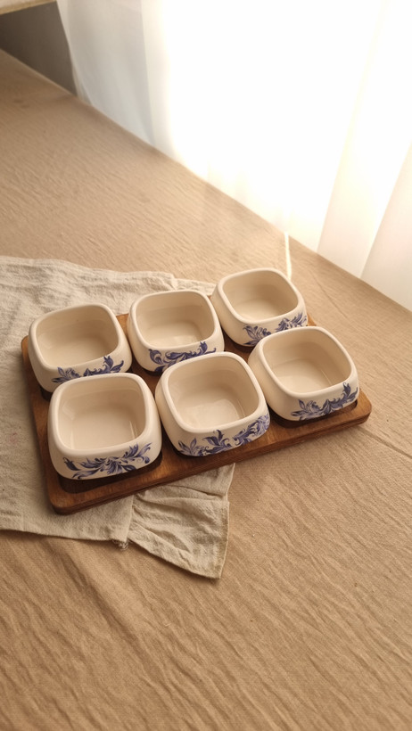 مزه خوری سرامیکی و سینی چوبی