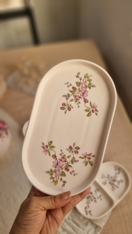 ست مزه خوری سرامیکی دستساز شکوفه صورتی